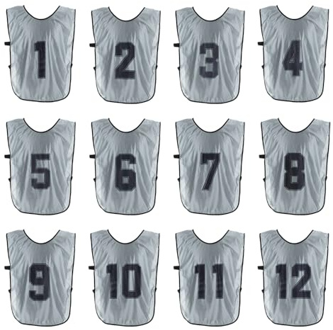 PATIKIL Fußball Leibchen Fussball Herren Trainingsweste, Stück Hallenfussball Umkehrbare Nummerierte Fussballtraining Leibchen mit Gürtel für Volleyball Jugendliche