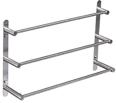 Porte-serviettes mural à trois couches en acier inoxydable pour salle de bain avec étagère de douche et accessoires de quincaillerie, porte-serviettes et support de barre 50 cm