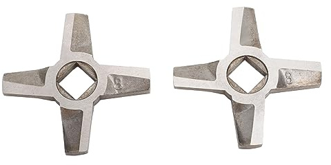 2 Stück Edelstahl, 8 Flache Messer, Fleischwolf-Klingen, Zubehör, Klingen, Ersatz für Schneidmühlen, für Effizientes Schneiden, Kompatibel mit Mehreren Marken