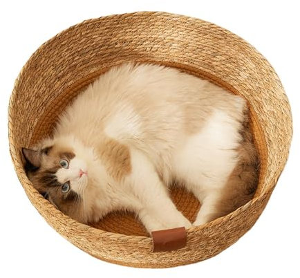 Cat Wicker Basket Bed, Rattan Woven Pet House Nest, Wicker Cat Bed, Wicker Dog Bed Cat Basket, Cozy Kitten Bed Wicker Dog Bed Cat Basket For Rabbits Small Pets Indoor Cats Kitten