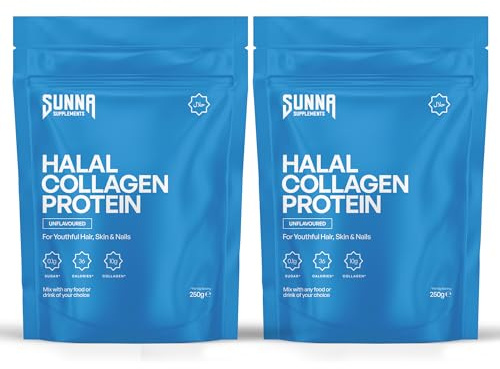 SUNNA SUPPLEMENTS Halal Bovine Collagen Protein Powder - 500g - Unflavoured | For Hair Skin Nails & Joints, Type (I, III) Hydrolysed Premium Grass-Fed Bovine Collagen Peptides, Gluten Free, Non-GMO