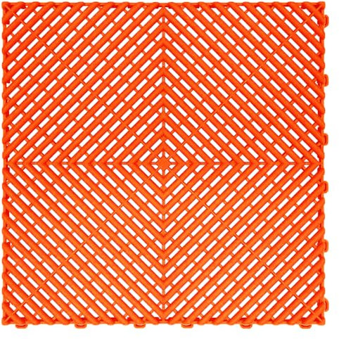 Piastrelle per pavimenti per garage, 40 x 40 cm, antiscivolo ad incastro, in plastica, per organizzare garage e garage, motivo ventilato (arancione, 25 pezzi)