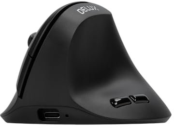 DELUX Souris Ergonomique Verticale Légère sans Fil, Rechargeable pour Petites Mains, 84g, 6 Boutons, 4000 DPI, 2.4G/Bluetooth 5.2 Dual Mode pour Le Canal Carpien