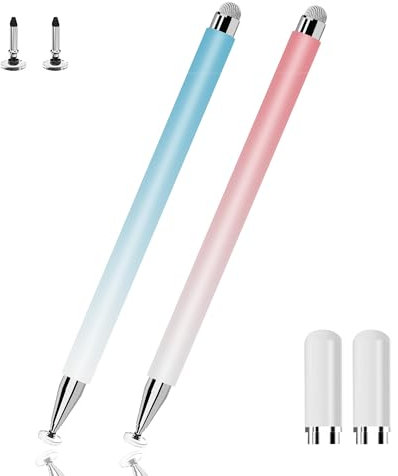 Tablet Stift 2 in 1 Touchscreen Stylus Pen für alle Handys/Tablets iPhone i-Pad Pro Mini Samsung Huawei Xiaomi Surface Chromebook (Pink+Blau)