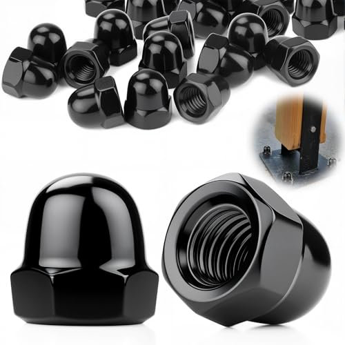 SWTYExt 30 Pezzi Dadi Ciechi M5 Esagonali Dadi per Cappello in Acciaio Inossidabile A2 V2A Conforme allo DIN 1587 Dado Cieco Calotta Nero per Viti Barre Filettate Bulloni Filettati