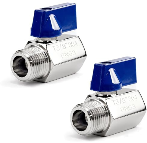 Mini-Kugelhahn, 1 cm, NPT-Innengewinde und Außengewinde, 2 Stück | 304 Edelstahl, für Luft, Wasser, Kraftstoff, Gas