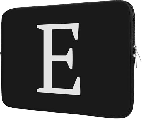 BAAGOAZ Funda para Portátil de 13-14 Pulgadas, Bolsa Personalizada con Inicial - Idea de Regalo, Compatible con MacBook Chromebook Ordenadores Portátiles 13-14, Negro-Letra E