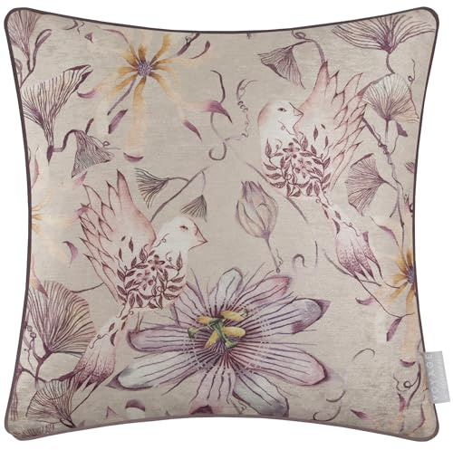 Voyage Maison Sybil Feather Filled Cushion – Botanical Watercolour Floral Bird Luxury Décor (Hyacinth - 50x50cm)