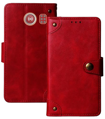 Anybird Premium Retro Flip Leather Protector Case For Doro 2800/2820 / 2821/2880 / 6820/6821 / 6040/6060 / E20 / E21 / E30 / E31 2.8 Magnetic Card Slot Protective Bumper (Red)