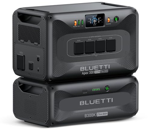 BLUETTI Apex 300 & B300K Generatore Solare, 5529,6Wh Batteria LFP | 5529,6Wh Batteria LFP di Backup con 4 Uscite CA da 3840W (7680W Picco), Energia Modulare per Casa, Camper ed Emergenze