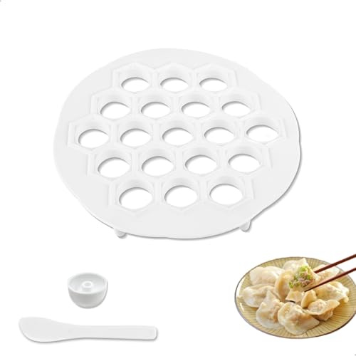 Teigtaschenformer 19 Fach,Raviolibrettt Eigtaschenpresse,Dumpling Maker PP Material,Manti Form für Effiziente Herstellung von Teigtaschen und Maultaschen,Ideal für die Heimische Küche,Weiß