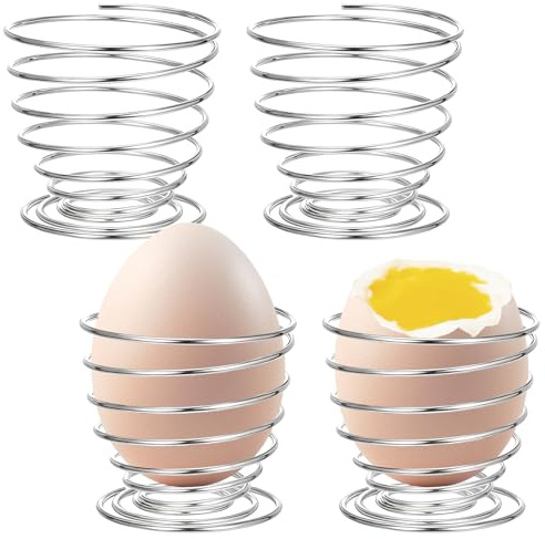 AIHSUMC Eierbecher 4er Set, Eierbecher Edelstahl, Frühstücksei Halter für alle Eigrößen, Runde Eierbecher aus Metall Eier Schüsseln, Eier Teller, 5x4.5cm