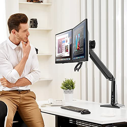 Monitor Mount, Height Adjustable and Swivel with Intimate Handle Design for 22-27 inch Screens