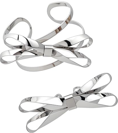 Msioytog Hochwertige Metallringe mit Schleife und passendem Armreif, femininer Schmuck, elegante Accessoires aus Edelstahl, modische Schmuckkombination