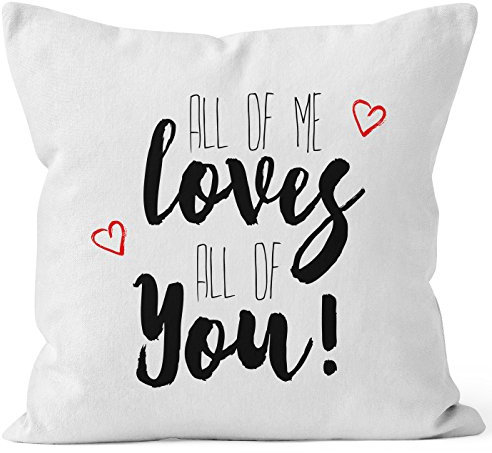 MoonWorks Kissenbezug All of me Loves All of You 40x40 Baumwolle weiß Pullover