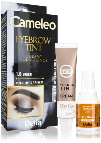 Cameleo - Eyebrow Tint - Black Colour - Creamy Consistency - Long Lasting Effect Up to 14 Days - No Ammonia - Eyebrows Dye Color Kit, Set - 15ml