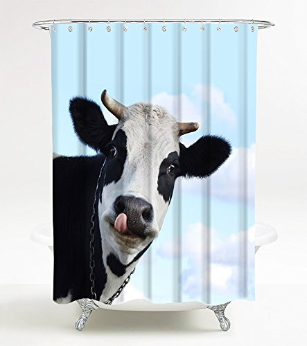 Sanilo Rideau de Douche Vache 180 x 200 cm | de Haute qualité | 12 Anneaux Inclus | imperméable | Effet Anti-moisissures
