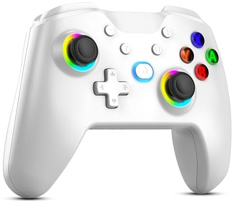 Diswoe Controller für Switch/Switch Lite/OLED, Pro Controller für Switch Wireless mit 7-Colour RGB LEDs, Joystick mit Metallring, Aufweckfunktion, Turbo, Gyro Axis, Einstellbare, Vibration, Screenshot