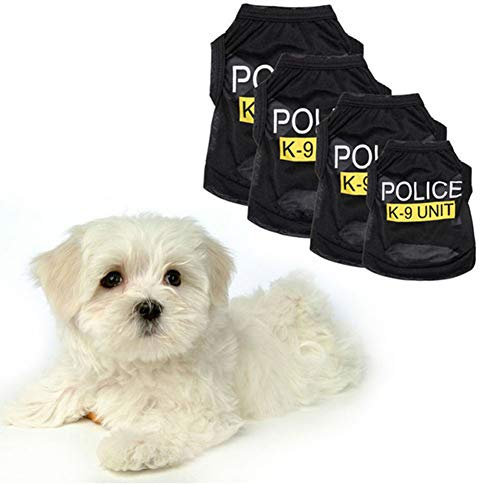 Haustier Hund Welpen Weste T-Shirt Polizei Anzug Cosplay Hund Kostüm schwarz