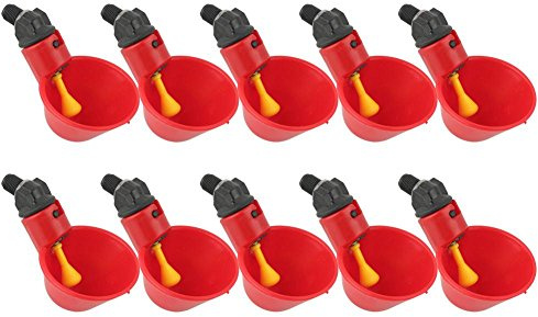 Abreuvoir Poules, 10pcs Abreuvoir Poule à La Volaille Bols Distributeur De Boisson Rouge Troupeau Canard Oiseau Alimentation Eau pour Pigeons