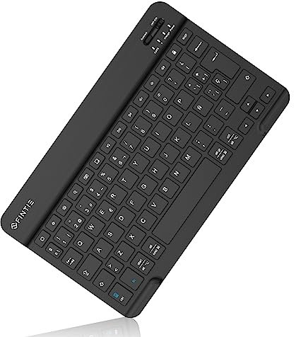 FINTIE Teclado Español Ñ Bluetooth Inalámbrico Súper Delgado (4 mm) de 10 Pulgadas para iPad, iPad Pro, iPad Air, Tableta Android/Samsung/Huawei/Xiaomi - Negro