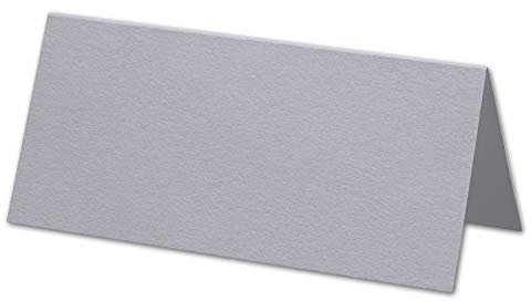 ARTOZ 25x Tischkarten - Graphit (Grau) - 45 x 100 mm blanko Platz-Kärtchen - Faltkarten für festliche Tafel - Tischdekoration - 220 g/m² gerippt
