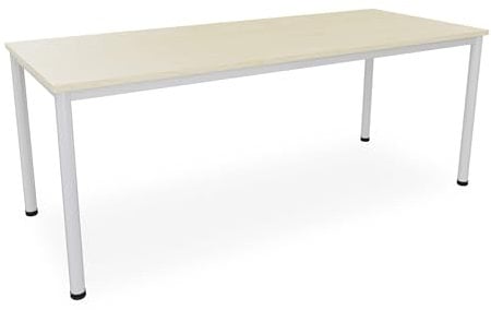 Schreibtisch in verschiedenen Größen und Farben, Konferenztisch graues Metallgestell, Stabiler Besprechungstisch Arbeitstisch, Bürotisch hauseigene Fertigung (B: 200 cm x T: 80 cm, Ahorn)