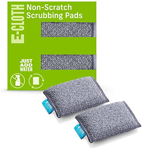 E-Cloth Oberflächenschonende Scheuerpads, Mikrofaser, Grau, 2er Pack
