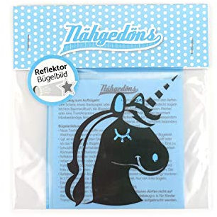 Nähgedöns.de Einhorn | Reflektierendes Bügelbild | Reflektor | Reflektorfolie zum Aufbügeln | 10 cm Regenbogen