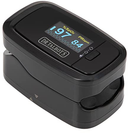 DrTalbots NV10001 Oxímetro De Pulso - Pulsioximetro De Dedo Con Pantalla Oled Que Medición Y Lectura Instantánea De Spo2, Pr Y Pi - Aplica Para Adultos Y Niños - Negro