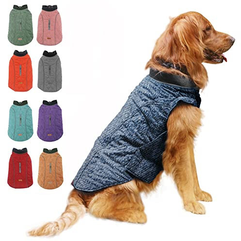 EMUST Winter-Hundejacke, winddicht, warmer Hundemantel für kaltes Wetter, britischer Stil, 7 Größen, 9 Farben (XXL, dunkles Denim)