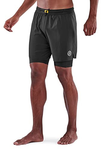 Skins Herren Series-3 Compression Superpose Hybrid 2-in-1 1/2 Tights-Shorts Kompressionshose, Schwarz, Groß