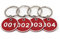 NanTun Aluminum Alloy Metal Key Tag Set, Number ID Tags Key Chain, Numbered Key Rings, 50 pieces - Red -101 to 150