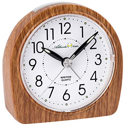 Umweltfreundlicher Wecker ohne Ticken Holz Optik Braun - 2507-23