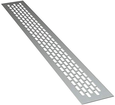 sossai® Rejillas de ventilación de aluminio - Alucratis (1 pieza) | Rectangular - dimensiones: 44 x 6 cm | Color: aluminium | rejilla de aire
