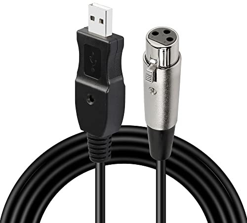GELRHONR USB-auf-XLR-Mikrofonkabel, USB-Stecker auf 3Pin-XLR-Buchsen-Mikrofonkabel für Karaoke-Gesang/Instrumentenaufnahme (3M/10FT)