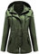 YUNCLOS Femme Blouson Veste de Pluie Mi-Long Imperméable Léger et Respirant Veste à Capuche Coupe-Vent d'Extérieur