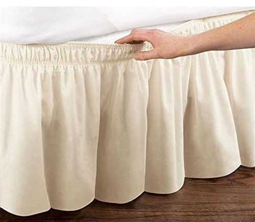 HKYBCF Cache Sommiers Jupe de lit Enveloppement Autour de lit élastique Chemises sans lit Twin/Full/Queen/King Taille 38cm Hauteur Home Home Hotel Usage 165 (Color : Beige, Size : 180x200x38cm)
