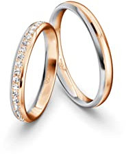 JC Trauringe Gold 333 Bicolor Paarpreis Poliert I Partnerringe Weiß- & Rotgold mit Gravur in edler Schatulle I 2 Hochzeitsringe Herrenring ohne & Damenring mit Zirkonia Steinen I ICT30