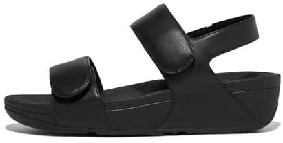 Fitflop Women's LULU Adjustable Leather Back-Strap Sandals Flat, Black, 5 UK