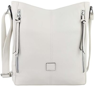 ITALYSHOP24 OBC DAMEN TASCHE Umhängetasche Schultertasche Shopper Crossbody Henkeltasche CrossOver Kunstleder Beuteltasche Handtasche Hobo Bag Reise Weiß