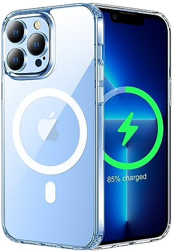 Custodia Per iPhone 13 Pro 6.1 Pollici Compatibile con Mag-Safe,Resistente ai Graffi, Struttura Protettiva Antiscivolo, Classico Stile Cover Trasparente