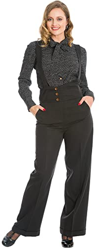Banned Her Favourites Women's Trousers High Waist Marlene Vintage Suspenders Trousers