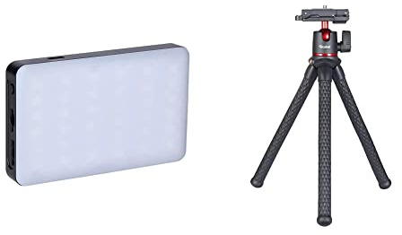 Rollei Lumis Compact RGB, kleine RGB Dauerlicht mit 360 Farben und tollen Lichteffekten, schwarz & Rollei Monkey Pod 2, Flexibles Mini-Stativ mit Smartphone-Halterung, Kugelkopf unf 1/4 Anschluss……