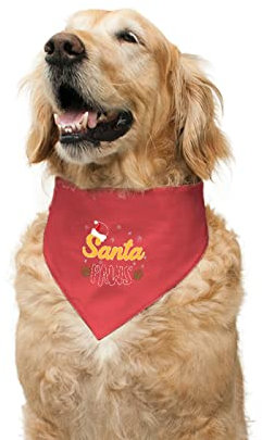 Ruse Hundehalstuch, Weihnachtsmann-Pfoten, bedruckt, wendbar, mit verstellbarem und bequemem Druckknopf, Hundehalstuch, Geschenk für Haustiere zu Weihnachten (klein) (Weihnachten) Rot)