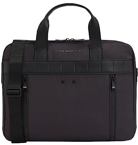 Tommy Hilfiger Herren TH Elevated 1985 Computer Bag AM0AM11578 Laptoptasche, Schwarz (Black)