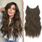 FESHFEN Secrets Hair Extensions Lange Gewellt Kastanie Braun Haarverlängerung Invisible Secret Haarextension Synthetik Haare Unsichtbarem Haarteile für Frauen 40 cm
