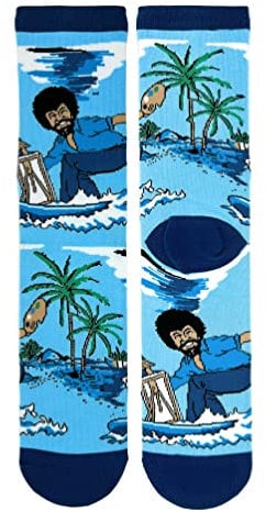 ooohyeah Damen Neuheit Lustige Bob Ross Crew Socken Urlaub Verrückte Spaß Kleid Socken Passend Schuhgröße 38-44, Bob Ross Waves, 37.5-43 EU