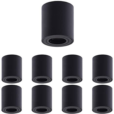 Oktaplex 9 unidades proyector de superficie Lile M para 230 V GU 10 & módulos LED proyector de superficie aluminio redondo proyector de superficie LED negro