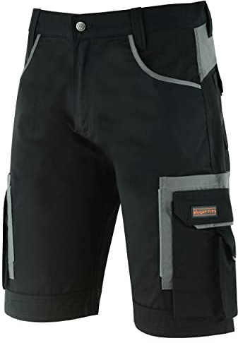 WrightFits® Olympian Work Shorts for Men – Combat Summer Cargo Shorts with Multi Pockets, Triple Stitched Heavy Duty Durable Workwear Shorts for Men UK (Black-42)